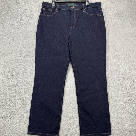 Ralph Lauren Womens Straight Jeans 16 Blue Stretch Performance Pocket Casual LRL - Picture 1 of 9
